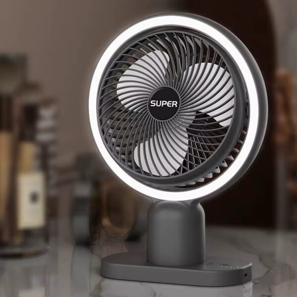 USB rechargeable mini table circulating low noise fan with LED light