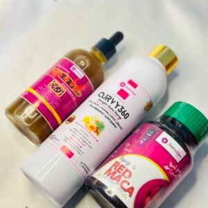Curvy360 weight gain syrup + Red maca and aguaje supplement + 100ML hip and butt massage oil Combo